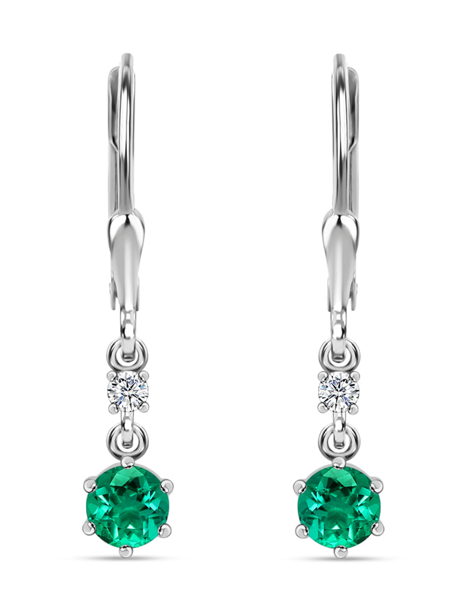 925 Sterling Silver Emerald Dangle Earrings For Women