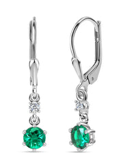 925 Sterling Silver Emerald Dangle Earrings For Women