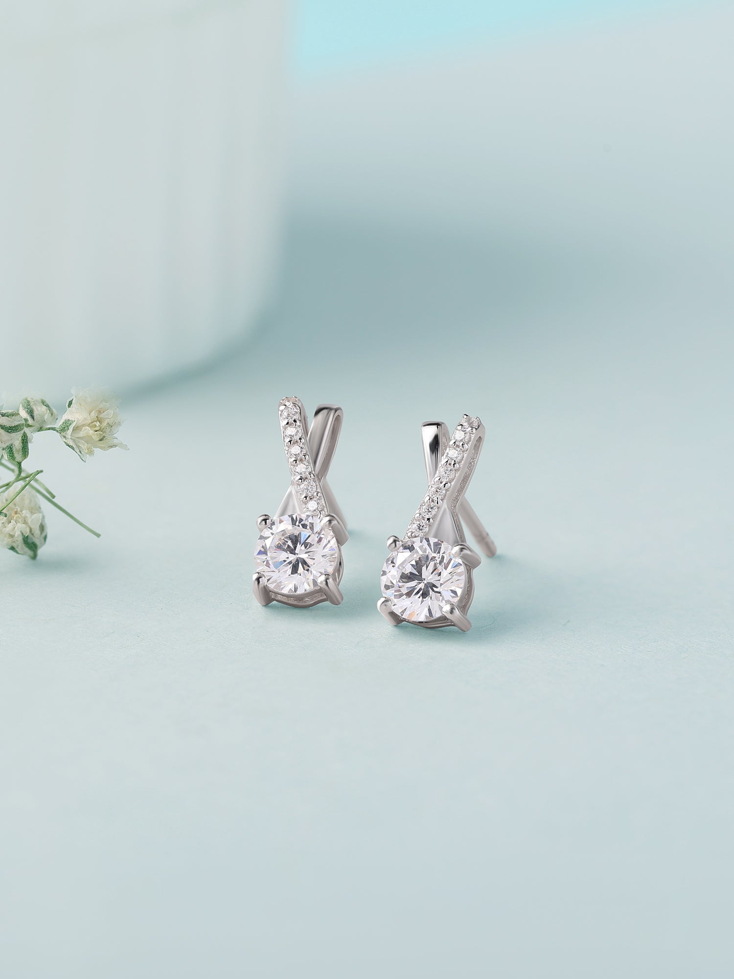 American Diamond 0.75 Carat Solitaire Stud Earrings In 925 Sterling Silver