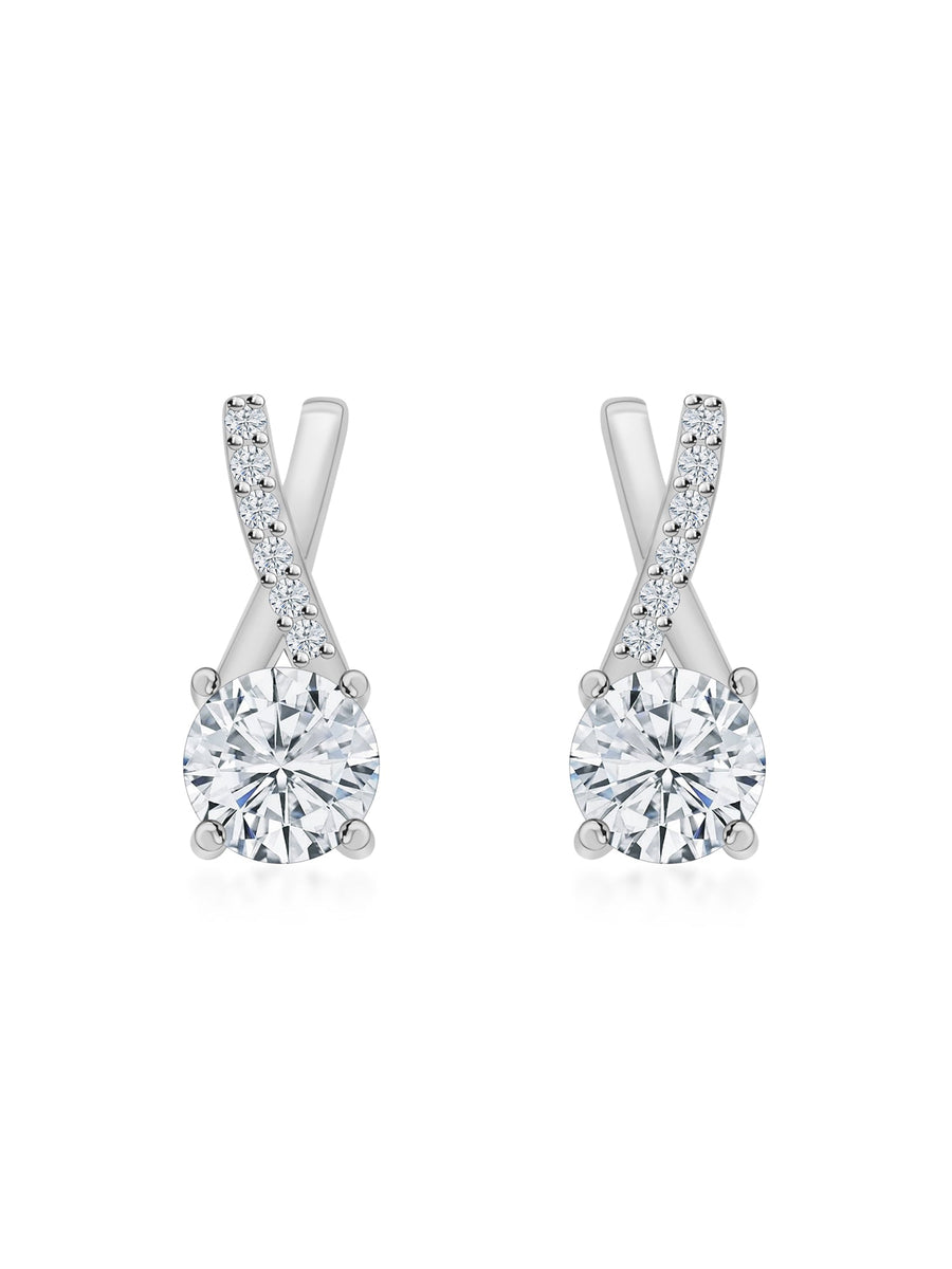 American Diamond 0.75 Carat Solitaire Stud Earrings In 925 Sterling Silver