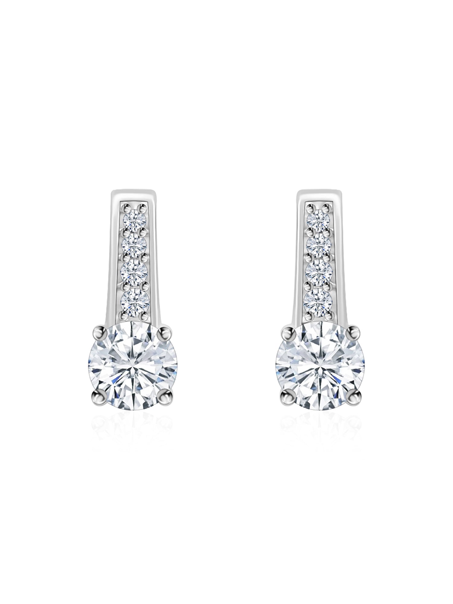 Ornate 0.50 Carat Solitaire Dangle Style Pure Silver Earrings For Women-1
