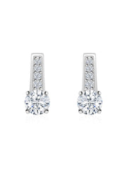 Ornate 0.50 Carat Solitaire Dangle Style Pure Silver Earrings For Women-1
