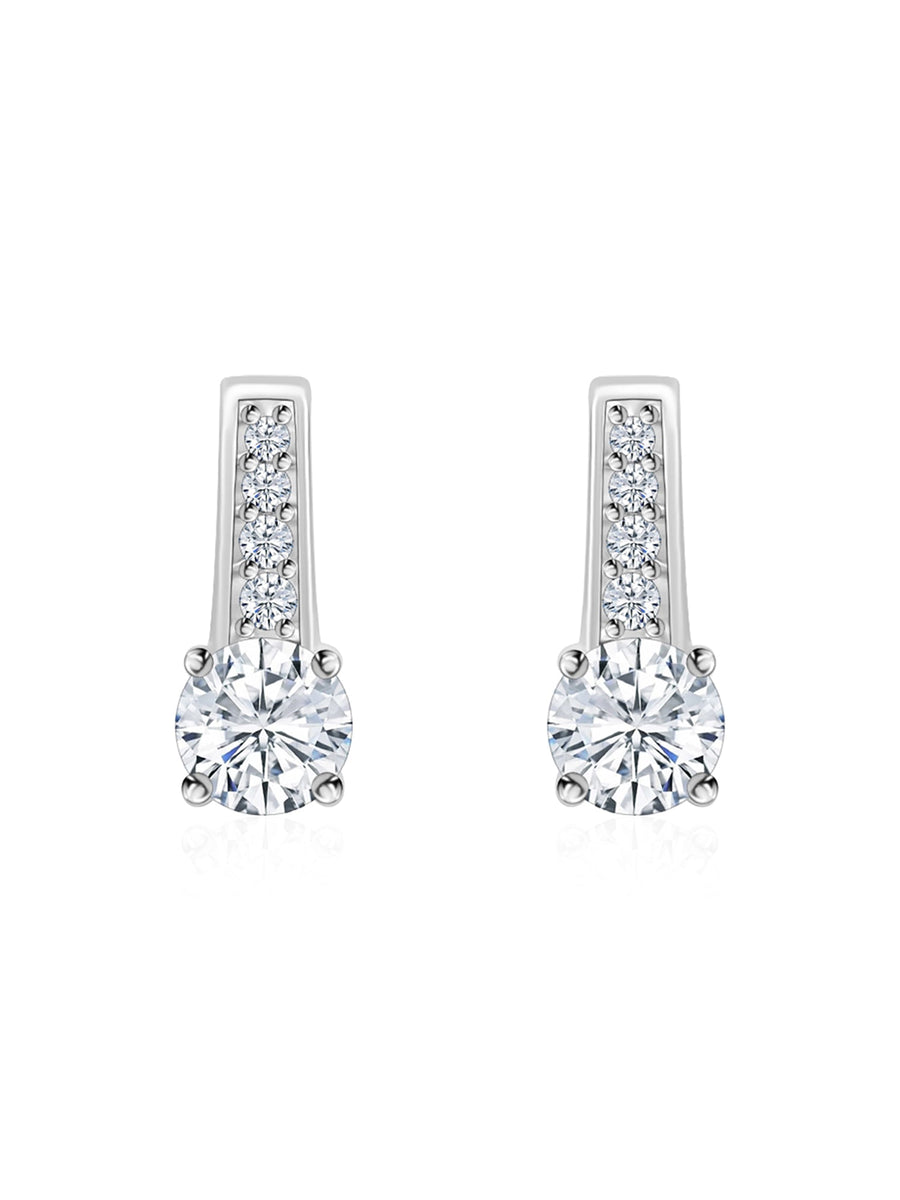 Ornate 0.50 Carat Solitaire Dangle Style Pure Silver Earrings For Women-1
