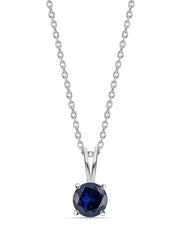 Blue Sapphire 2 Carat Solitaire Necklace For Women