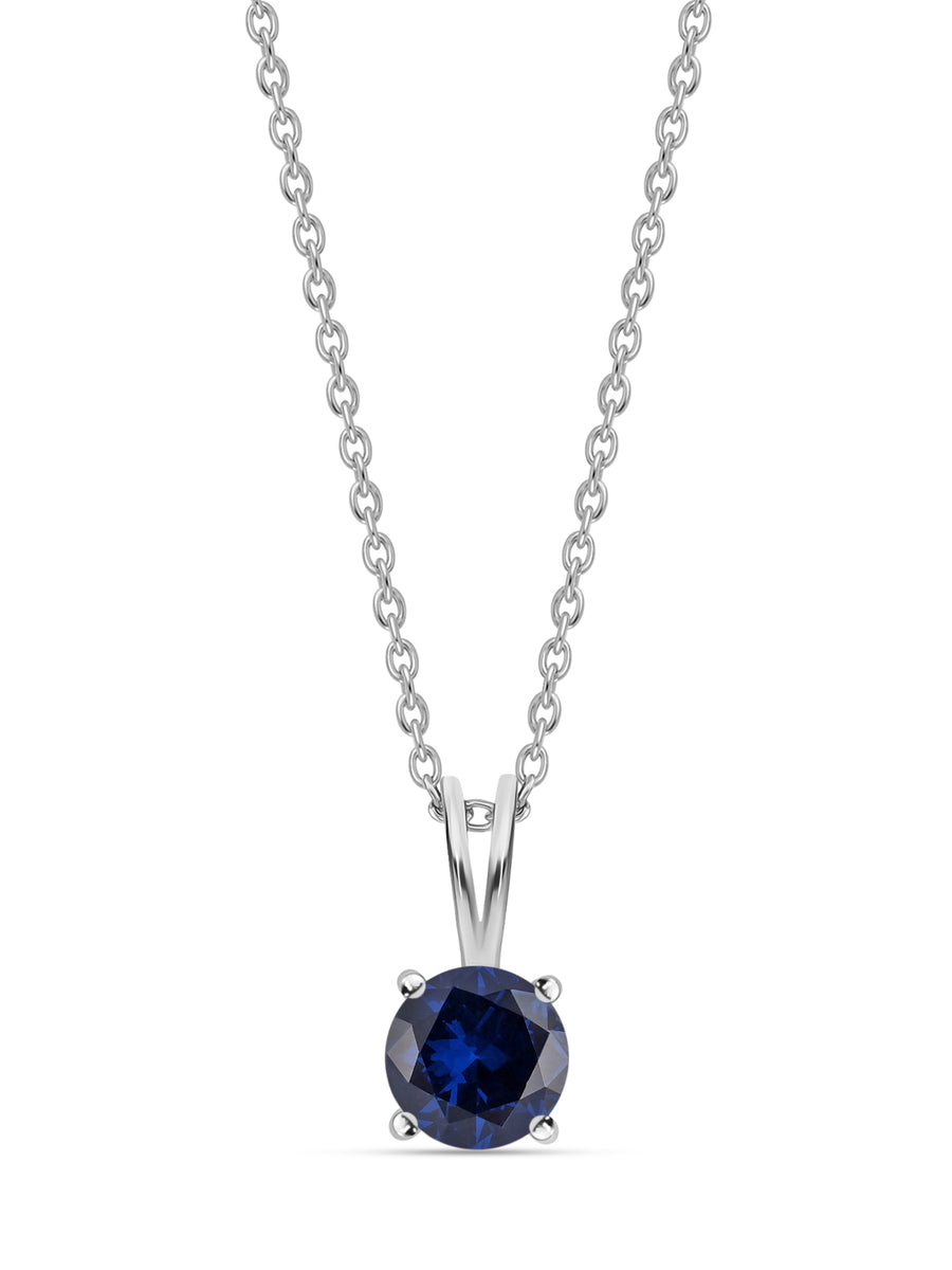 Blue Sapphire 2 Carat Solitaire Necklace For Women