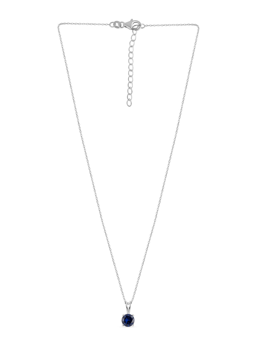 Blue Sapphire 2 Carat Solitaire Necklace For Women