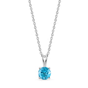 2 Carat Swiss Blue Solitaire Pendant With Chain