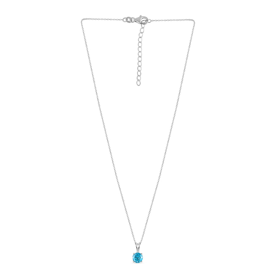 2 Carat Swiss Blue Solitaire Pendant With Chain