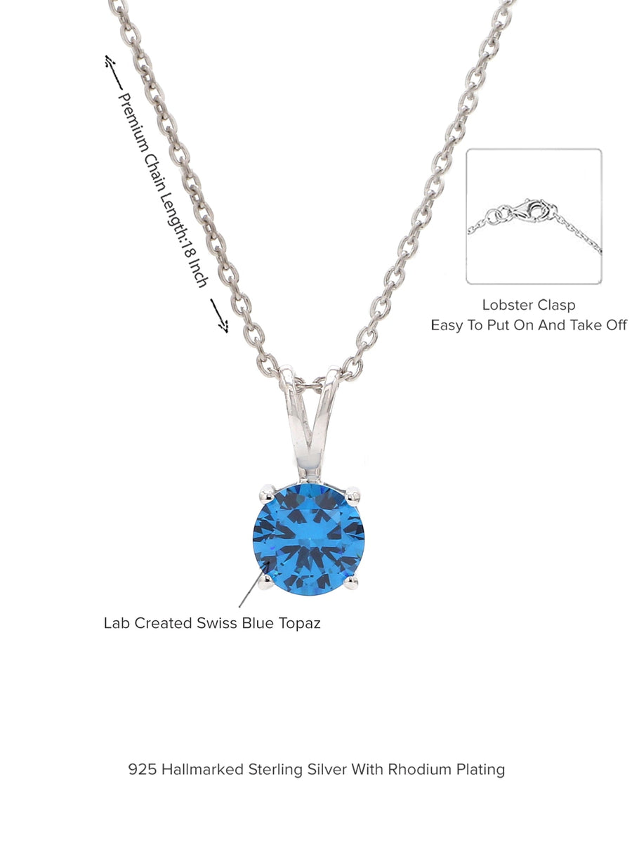 Swiss Blue Solitaire Pendant With Chain-3