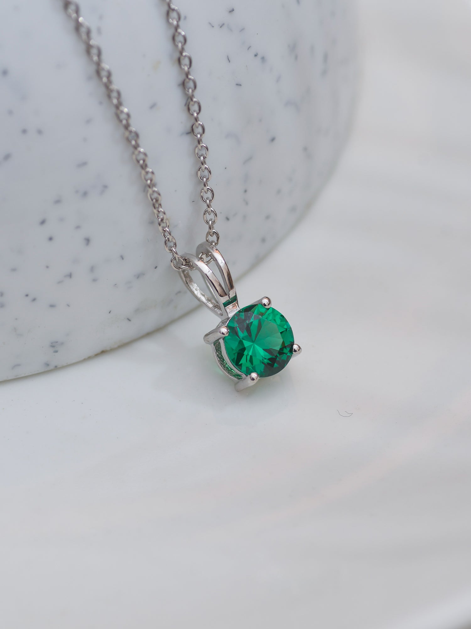 2 Carat Emerald Solitaire Necklace