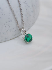 2 Carat Emerald Solitaire Necklace