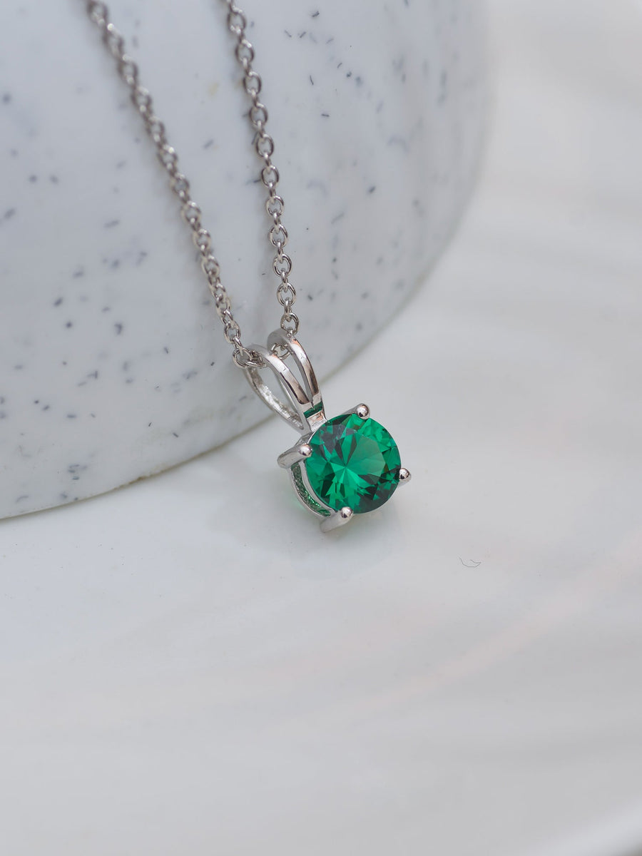 2 Carat Emerald Solitaire Necklace