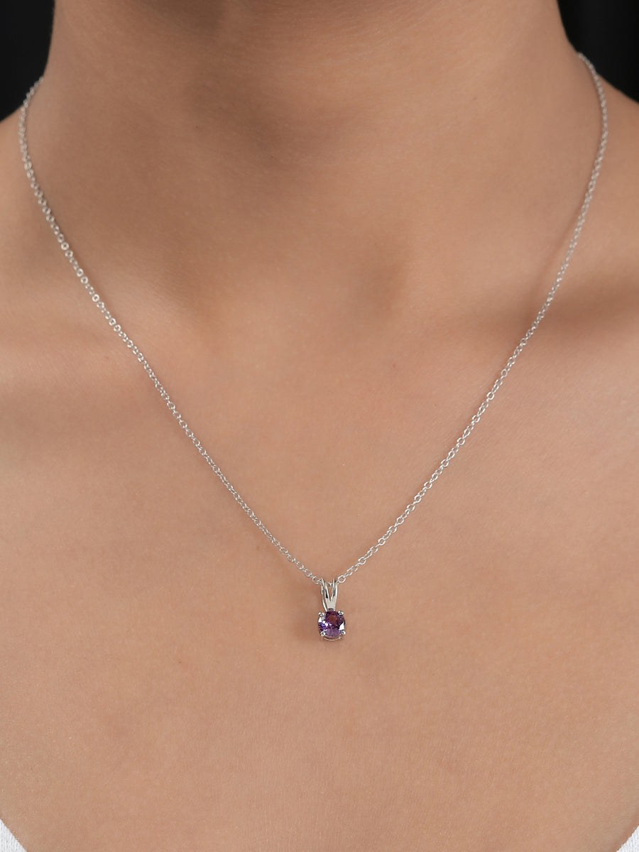0.50 Carat Solitaire Amethyst Pendant Necklace For Women