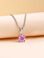 0.50 Carat Pink Cz Necklace In Pure 925 Sterling Silver For Women
