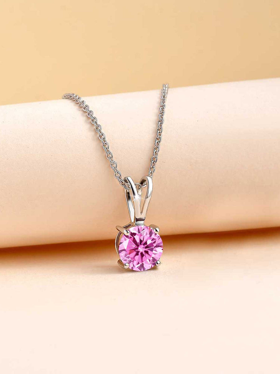 0.50 Carat Pink Cz Necklace In Pure 925 Sterling Silver For Women