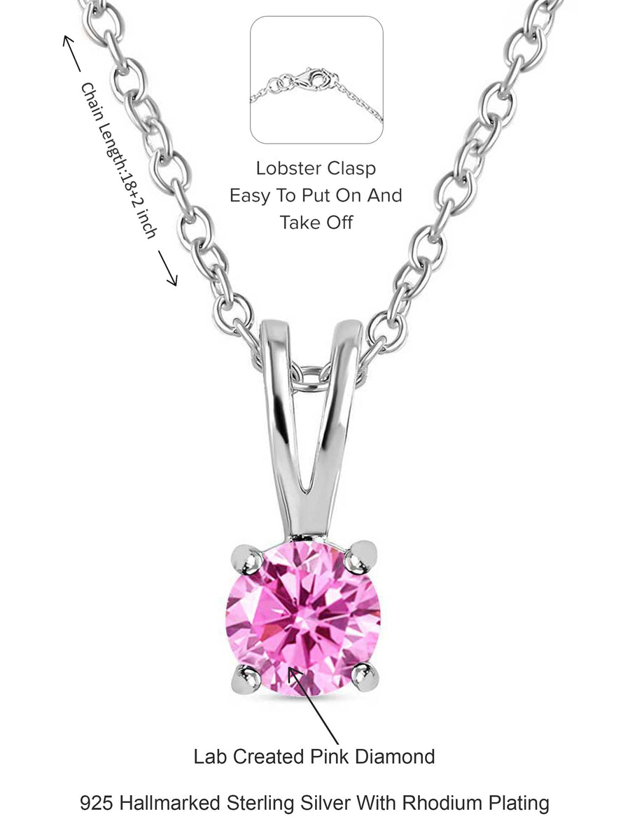 0.50 Carat Pink Cz Necklace In Pure 925 Sterling Silver For Women-4
