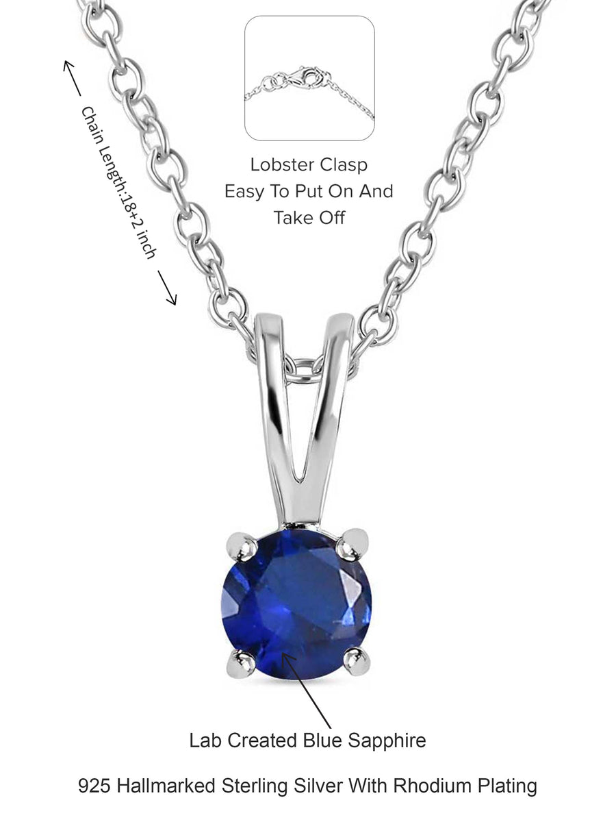 0.50 Carat Blue Sapphire Pendant In Pure Silver-4