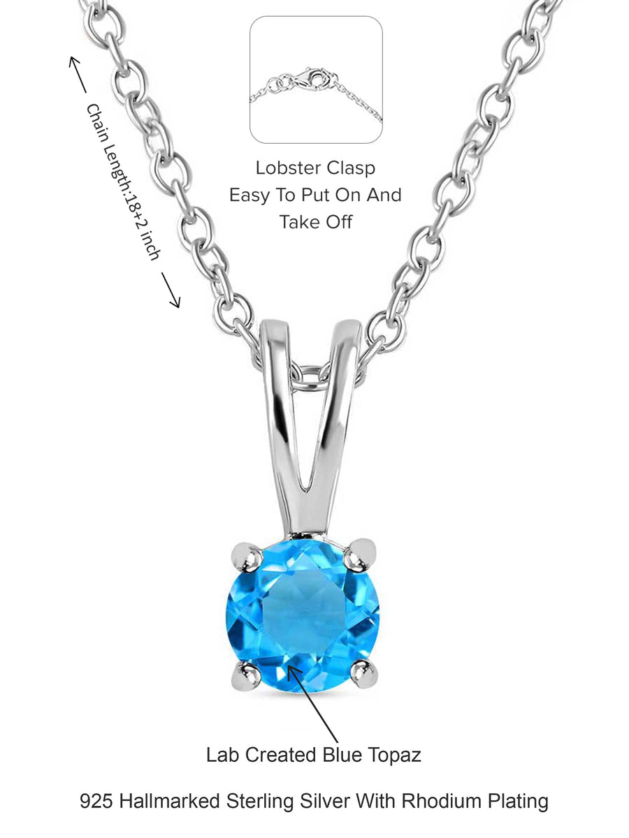 0.50 Carat Blue Topaz Pendant  With Chain For Women-4
