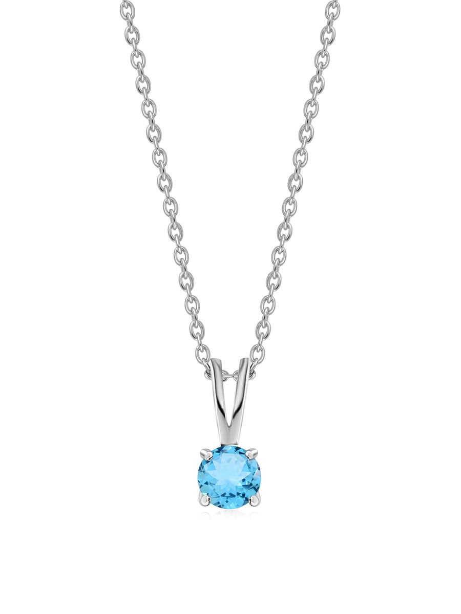 0.50 Carat Blue Topaz Pendant With Chain For Women