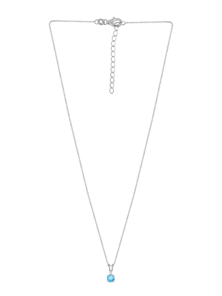 0.50 Carat Blue Topaz Pendant With Chain For Women