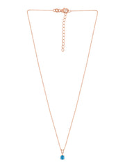 1 Carat Rose Gold Blue Topaz Pendant With Chain For Women