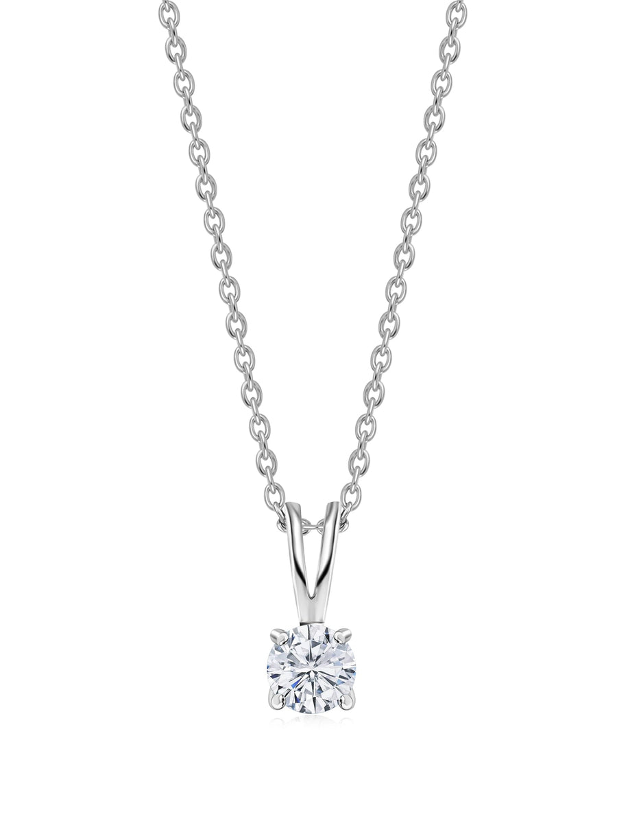 1 Carat Solitaire Pendant Necklace In 925 Silver For Women