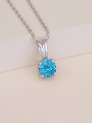 Swiss Blue Solitaire Pendant With Chain-7