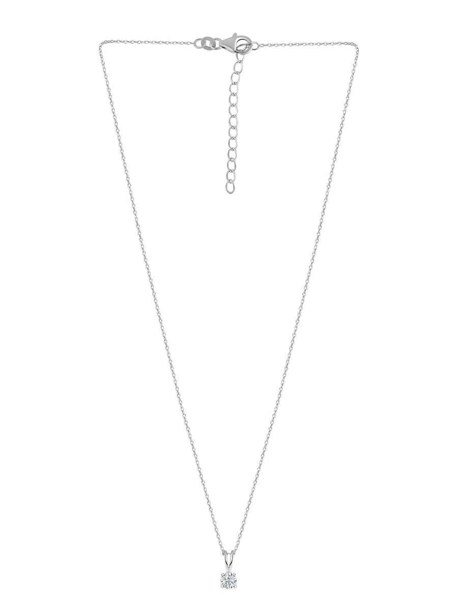 1 Carat Solitaire Pendant Necklace In 925 Silver For Women