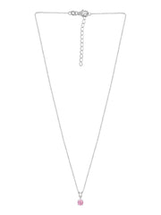 1 Carat Pink Stone Pendant Necklace In Pure Silver For Woman