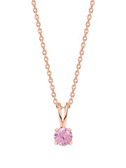 1 Carat Rose Gold Pink Stone Pendant With Chain For Women