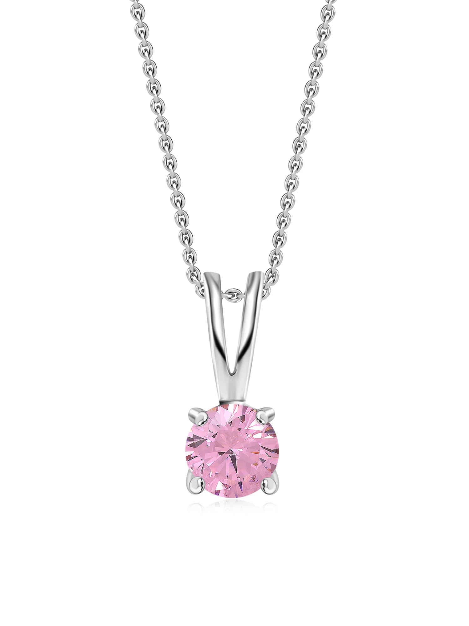 1 Carat Pink Stone Pendant Necklace In Pure Silver For Woman-6