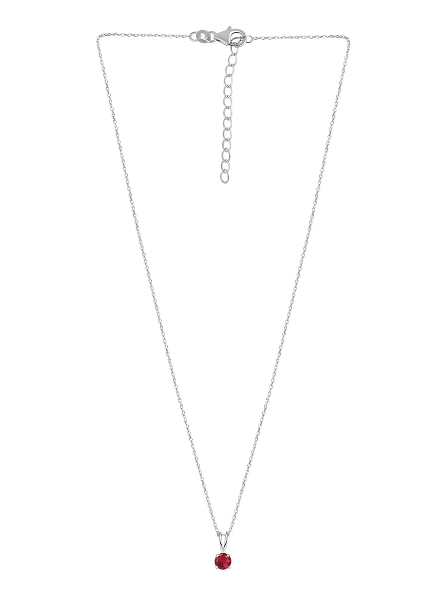 1 Carat Ruby Solitaire Pendant With Chain