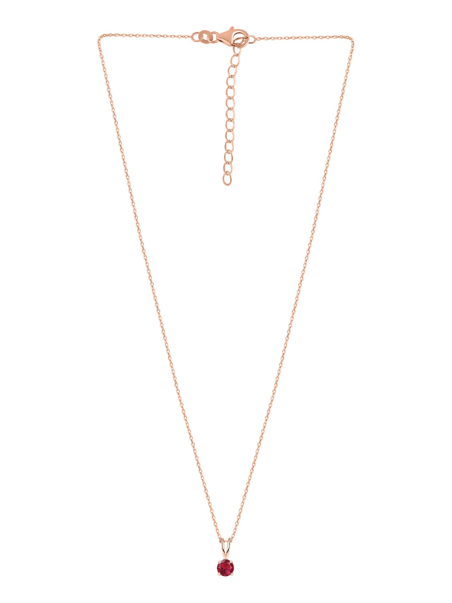 1 Carat Rose Gold Ruby Solitaire Pendant With Chain