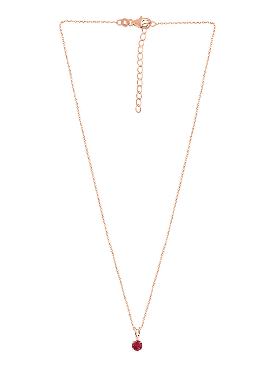 1 Carat Rose Gold Ruby Solitaire Pendant With Chain