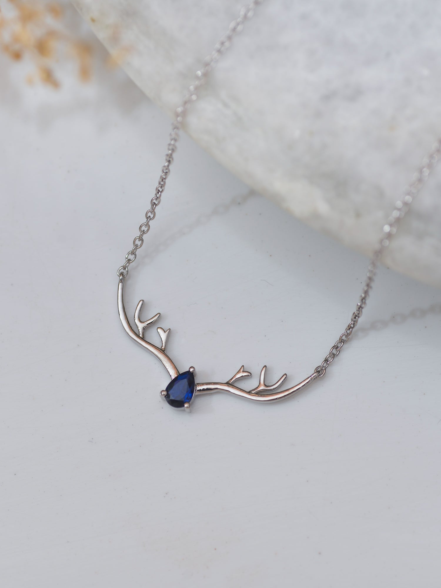ORNATE JEWELS BLUE SAPPHIRE DEER NECKLACE FOR WOMEN