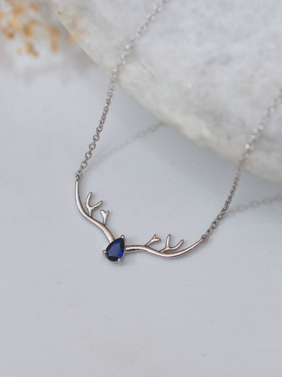 ORNATE JEWELS BLUE SAPPHIRE DEER NECKLACE FOR WOMEN
