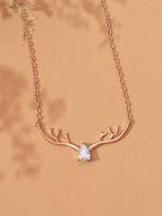 Rose Gold American Diamond Deer Necklace For Women-1