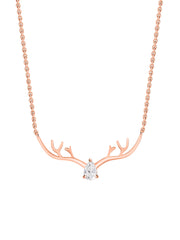 Rose Gold American Diamond Deer Necklace For Women