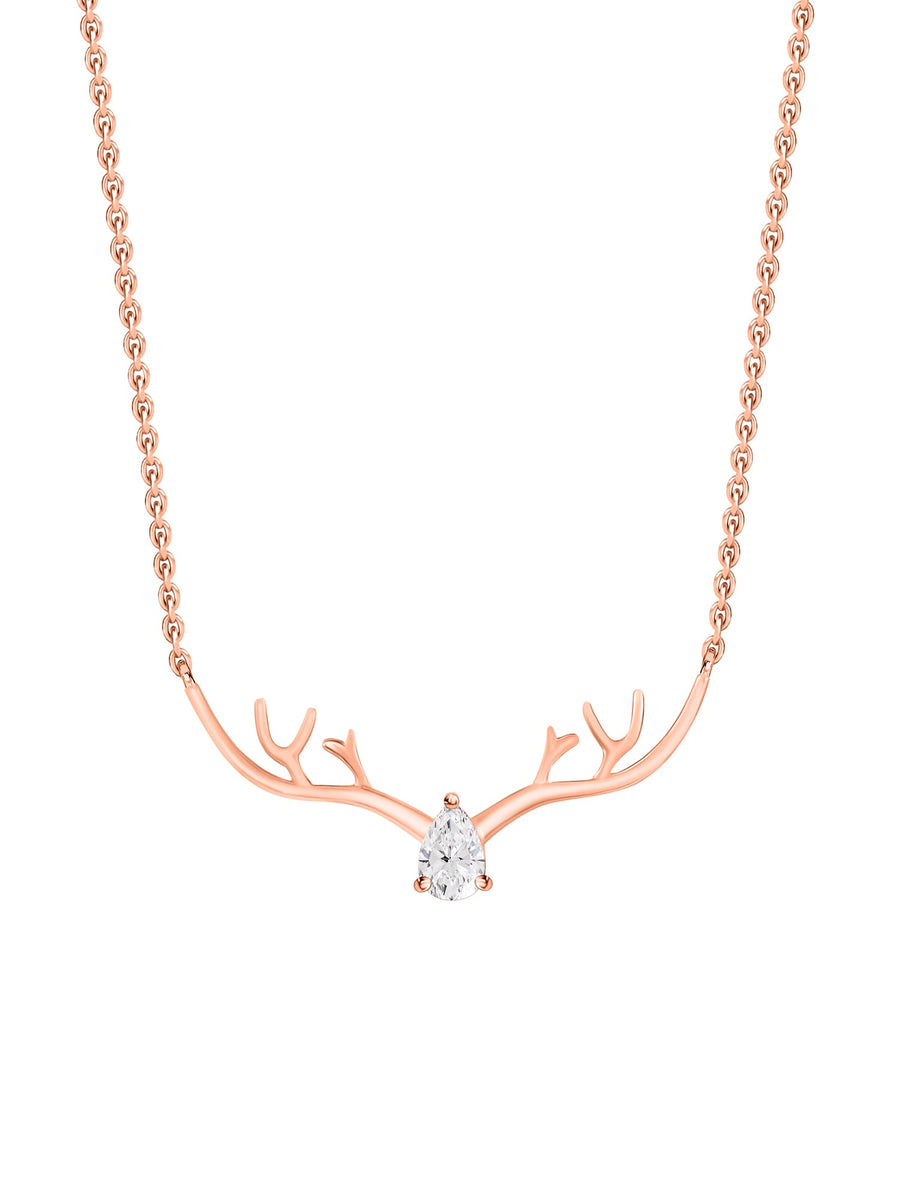 Rose Gold American Diamond Deer Necklace For Women