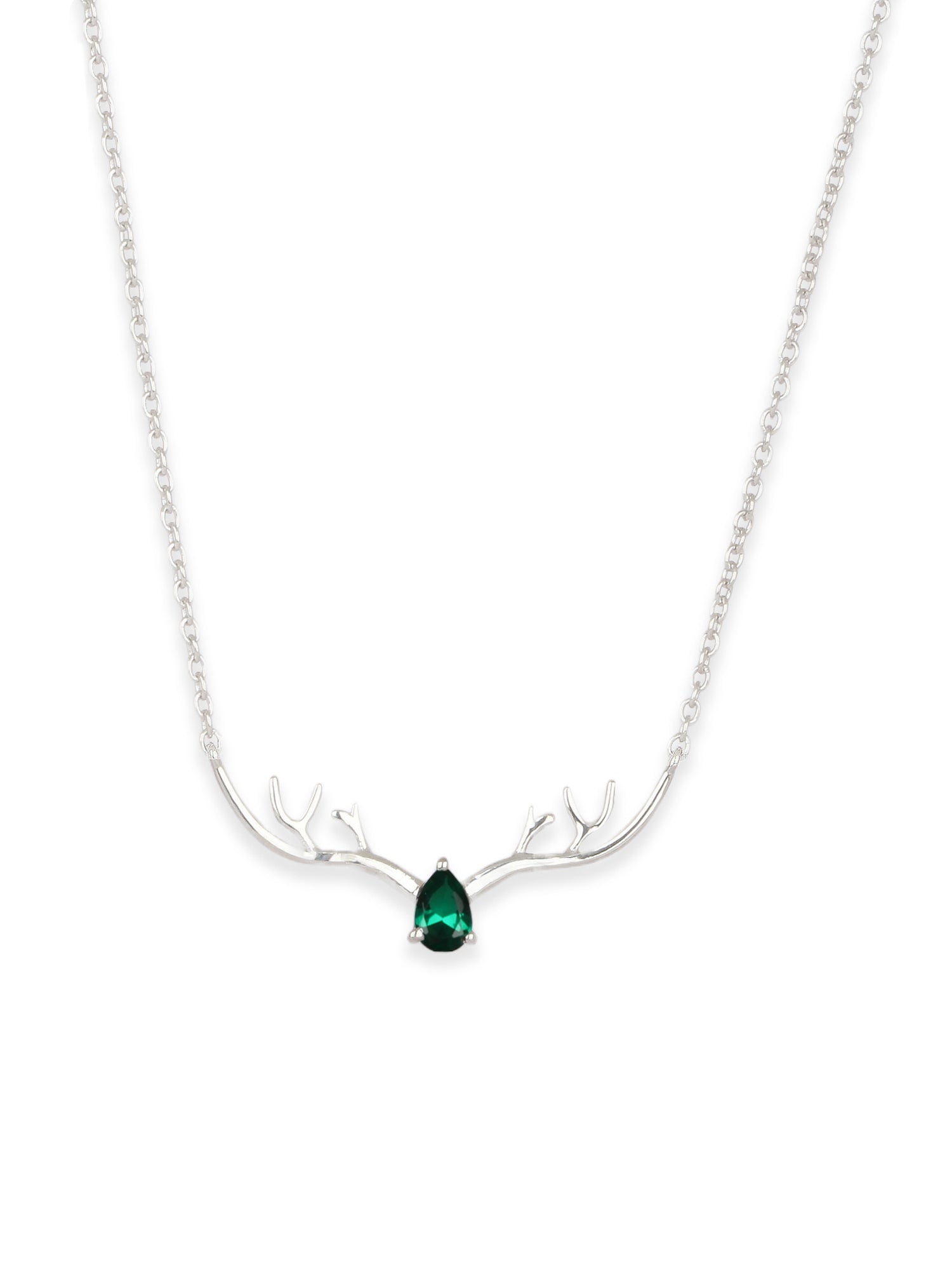 ORNATE JEWELS EMERALD DEER NECKLACE FOR WOMEN