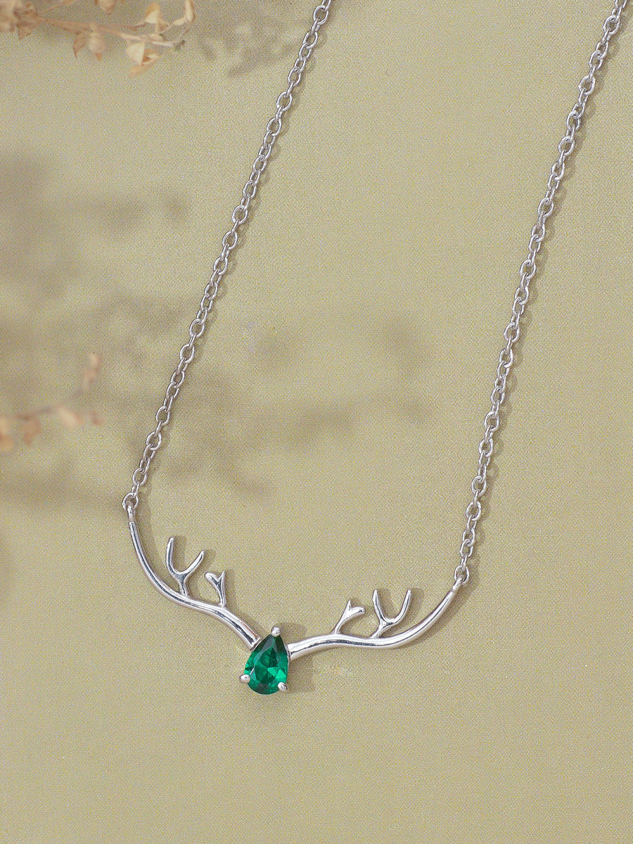 ORNATE JEWELS EMERALD DEER NECKLACE FOR WOMEN-2