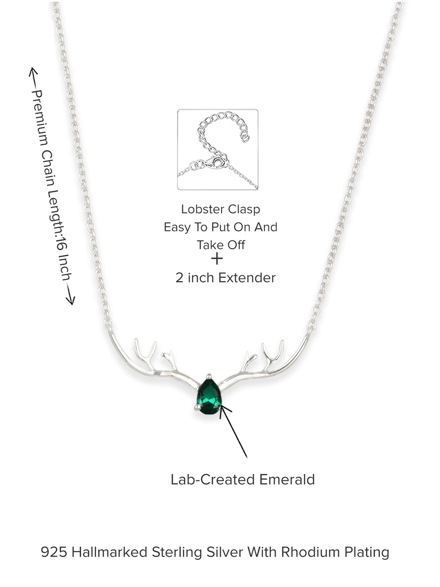 ORNATE JEWELS EMERALD DEER NECKLACE FOR WOMEN-3