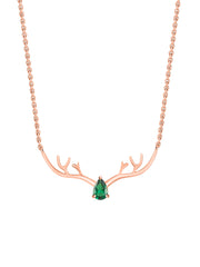 Ornate Jewels Rose Gold Emerald Deer Necklace For Women