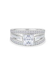 1.5 Carat Princess Solitaire Silver Ring With American Diamonds