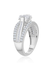 1.5 Carat Princess Solitaire Silver Ring With American Diamonds