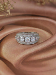 SILVER MULTI STONE BAND RING-1