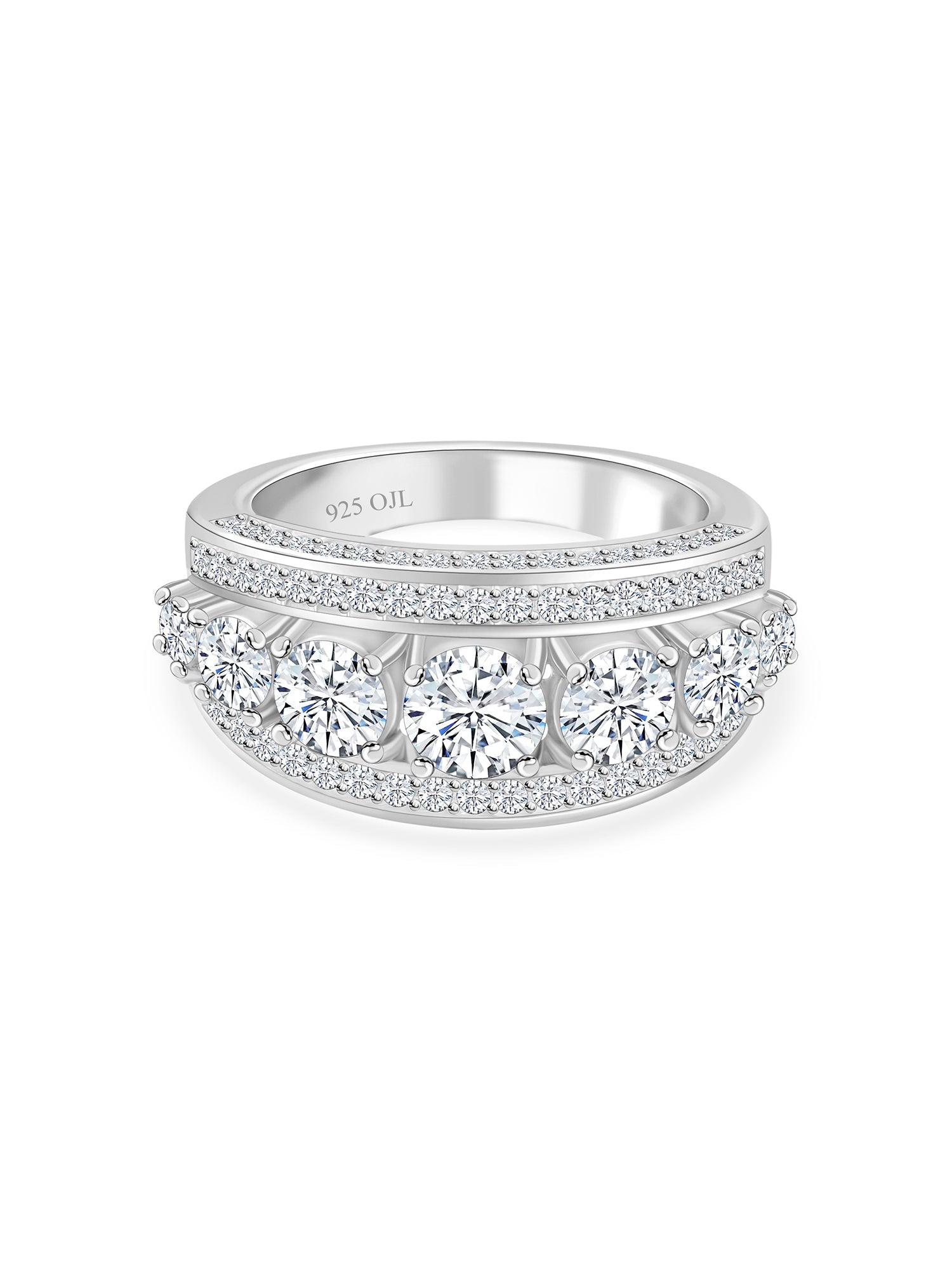 Silver Multi Stone Band Ring For Women