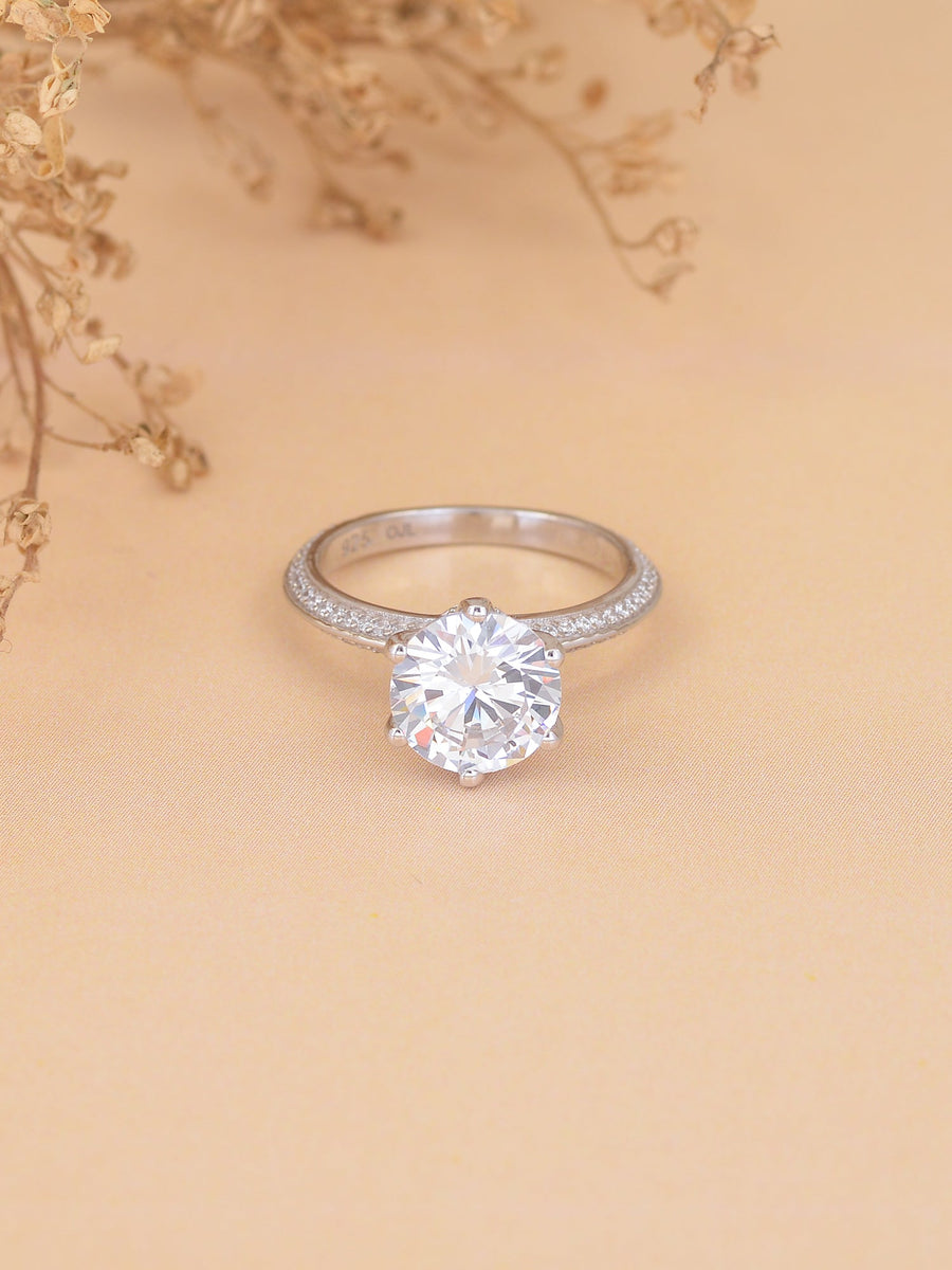 ORNATE JEWELS SIX PRONGS 5 CARAT AMERICAN DIAMOND SOLITAIRE RING-1