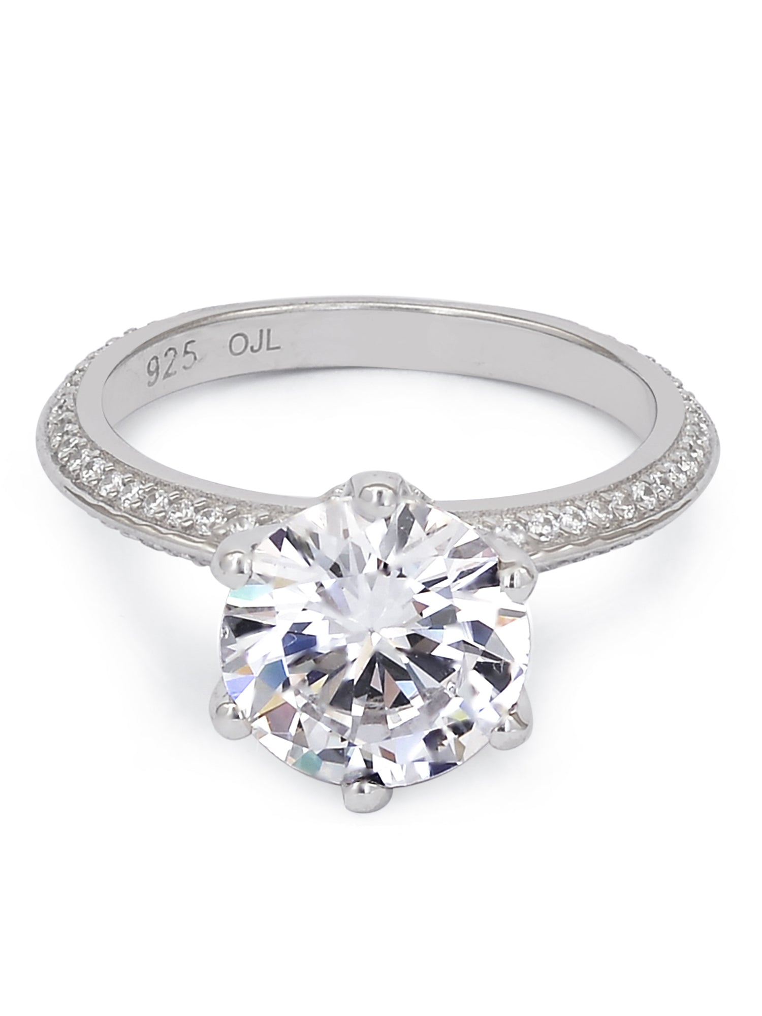 ORNATE JEWELS SIX PRONGS 5 CARAT AMERICAN DIAMOND SOLITAIRE RING