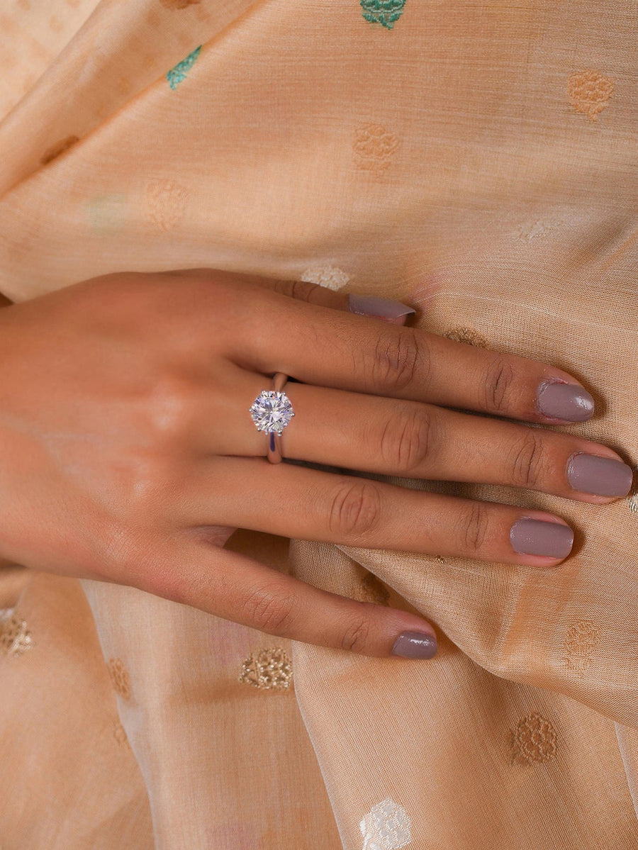 Ornate Jewels 3.5 Carat American Diamond Solitaire Ring-2